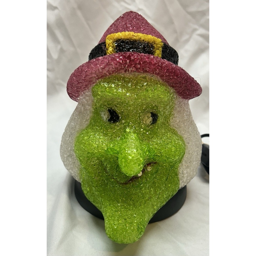 Vintage Rare Halloween Melted Plastic Popcorn Witch Lamp Night Light Blow Mold